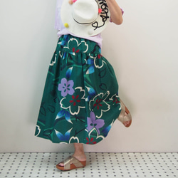 OKINAWA SKIRT LONG  -upcycled from unused summer KIMONO 第3張的照片