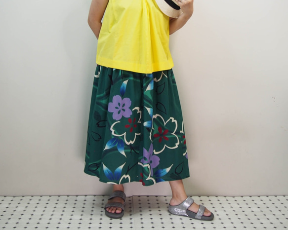 OKINAWA SKIRT LONG  -upcycled from unused summer KIMONO 第4張的照片