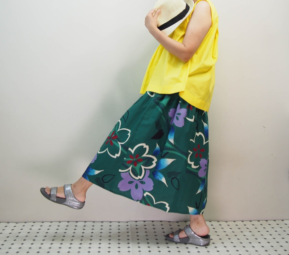 OKINAWA SKIRT LONG  -upcycled from unused summer KIMONO 第5張的照片