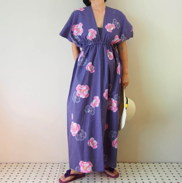 OKINAWA KAFTAN  -浴衣地を使ったカフタンドレス 限定２枚！ 3枚目の画像