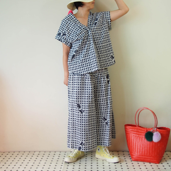 沖繩GAUCHO-使用浴衣布料搭配東洋浴衣重製角色的高腰褲 第9張的照片