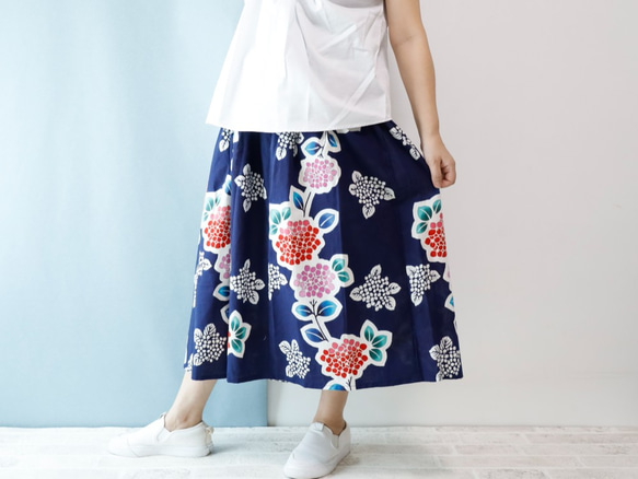 OKINAWA SKIRT LONG  -upcycled from unused summer KIMONO 第1張的照片