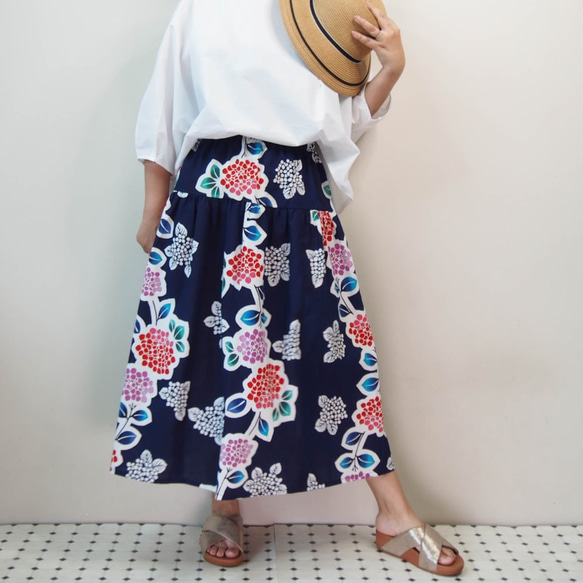 OKINAWA SKIRT LONG  -upcycled from unused summer KIMONO 第6張的照片