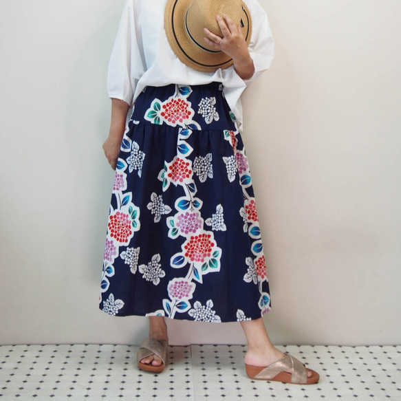 OKINAWA SKIRT LONG  -upcycled from unused summer KIMONO 第9張的照片