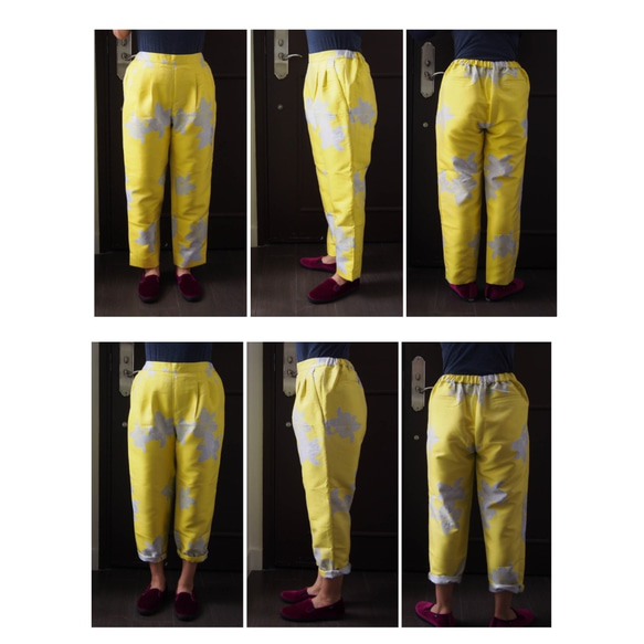 在庫ございます！レモンイエローの織り模様のテーパードパンツ -きまぐれコレクション 新柄!!　 6枚目の画像