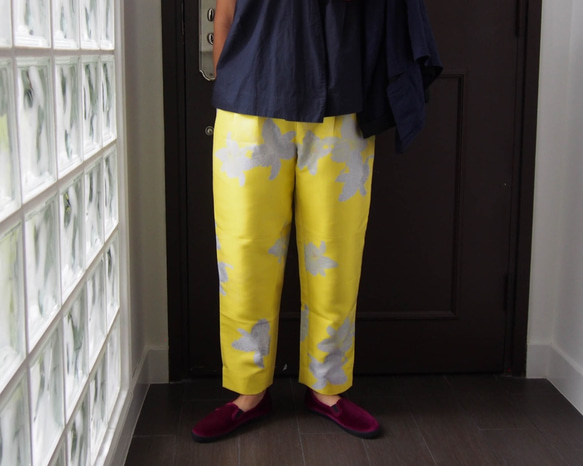 在庫ございます！レモンイエローの織り模様のテーパードパンツ -きまぐれコレクション 新柄!!　 10枚目の画像