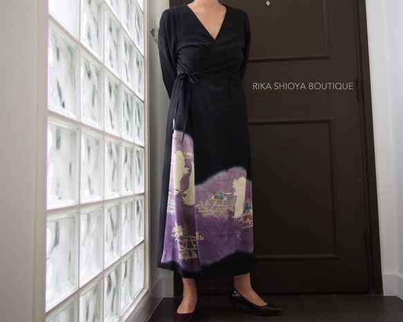 SOLD KIMONO Wrapped Dress'n Coat -留袖を使った2Wayカシュクールワンピ 1点ものです 1枚目の画像