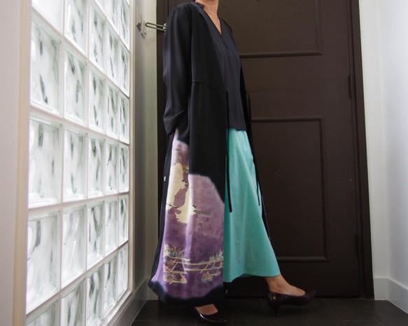 SOLD KIMONO Wrapped Dress'n Coat -留袖を使った2Wayカシュクールワンピ 1点ものです 10枚目の画像