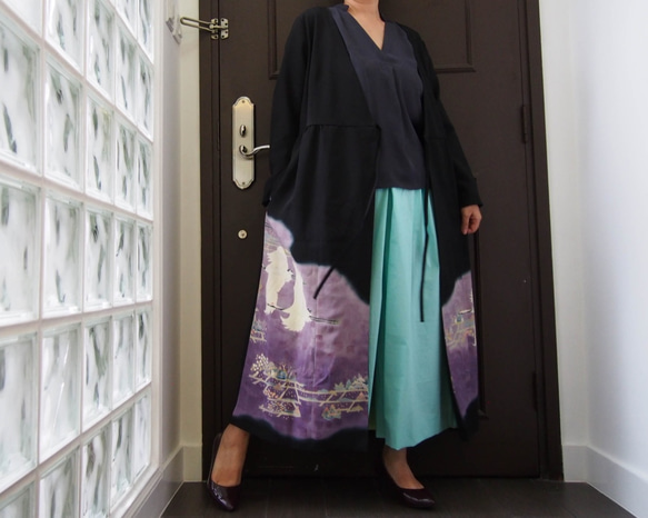 SOLD KIMONO Wrapped Dress'n Coat -留袖を使った2Wayカシュクールワンピ 1点ものです 2枚目の画像