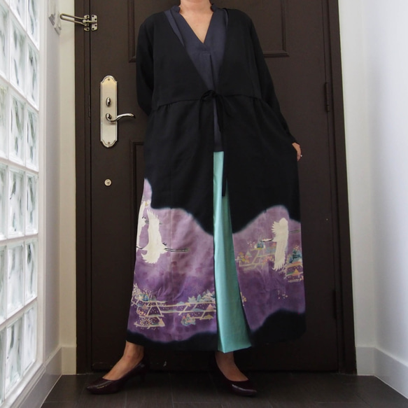 SOLD KIMONO Wrapped Dress'n Coat -留袖を使った2Wayカシュクールワンピ 1点ものです 6枚目の画像