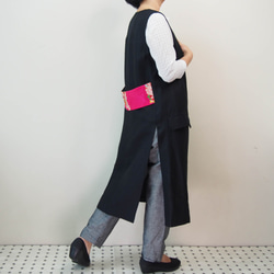 KIMONO GILET - 使用複古和服面料重新製作的黑色和服 第4張的照片
