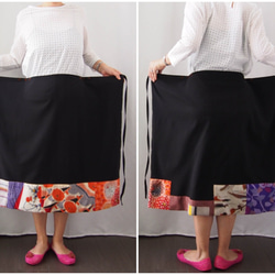 SOLD ORIGAMI SKIRT -ヴィンテージの銘仙をパッチワークした変形巻きスカート １点物　着物リメイク 2枚目の画像