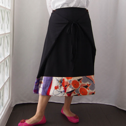 SOLD ORIGAMI SKIRT -ヴィンテージの銘仙をパッチワークした変形巻きスカート １点物　着物リメイク 4枚目の画像