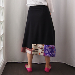 SOLD ORIGAMI SKIRT -ヴィンテージの銘仙をパッチワークした変形巻きスカート １点物　着物リメイク 5枚目の画像