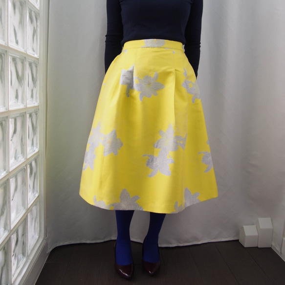 在庫ございます！ レモンイエローの織り模様のスカート -きまぐれコレクション 新柄!!　 6枚目の画像