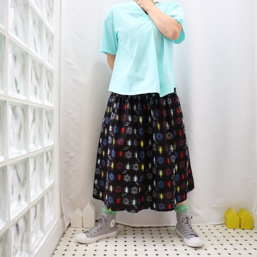 OKINAWA SKIRT ロング -綿の紬でつくったスカート 2枚限定！ 着物 