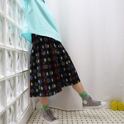 SOLD OKINAWA SKIRT ミディ　 -綿の紬でつくったスカート  1枚限定！　着物リメイク 6枚目の画像