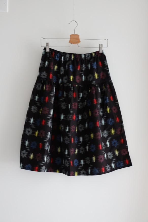 SOLD OKINAWA SKIRT ミディ　 -綿の紬でつくったスカート  1枚限定！　着物リメイク 10枚目の画像