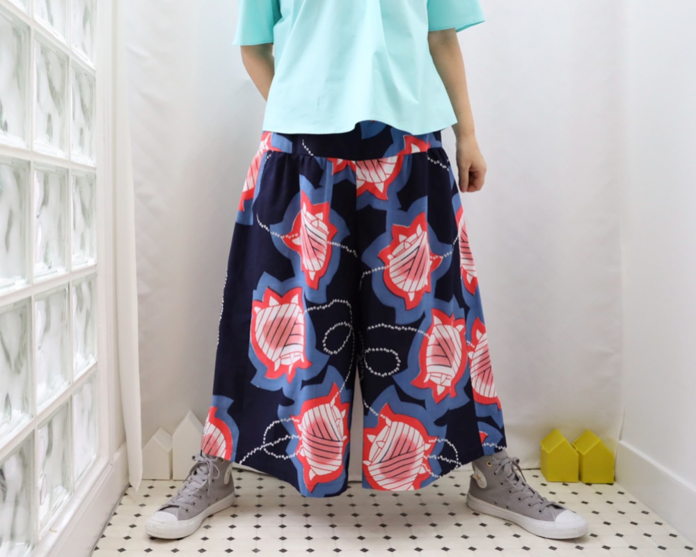 浴衣リメイク 絞り2 aガウチョパンツ 浴衣リメイク 絞り2 aガウチョパンツ