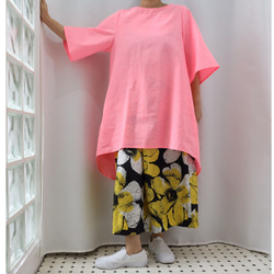 ☆Kimagure系列春季新款長款上衣，配以霓虹粉紅色亞麻 第4張的照片