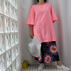 ☆Kimagure系列春季新款長款上衣，配以霓虹粉紅色亞麻 第9張的照片