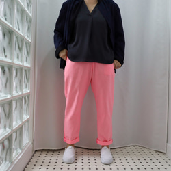 ☆沖繩男孩的褲子-霓虹粉色亞麻男孩褲子，與圖案上衣極佳的兼容性。 第3張的照片