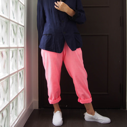 ☆沖繩男孩的褲子-霓虹粉色亞麻男孩褲子，與圖案上衣極佳的兼容性。 第8張的照片