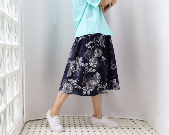 OKINAWA SKIRT MIDI  -upcycled from unused summer KIMONO 第1張的照片