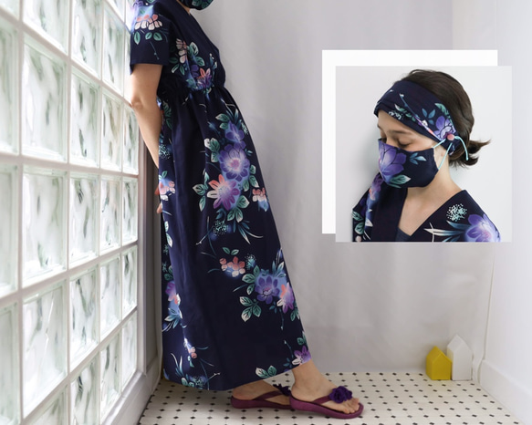 OKINAWA KAFTAN DRESS -from unused vintage summer Kimono 第1張的照片