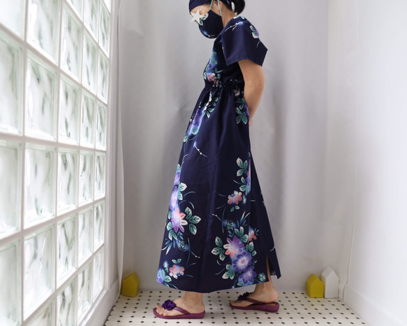 OKINAWA KAFTAN DRESS -from unused vintage summer Kimono 第4張的照片