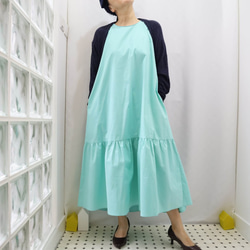 ノースリーブ 裾フレア マキシ丈 ワンピース ドレス  今注目のミント 9枚目の画像