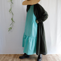 ノースリーブ 裾フレア マキシ丈 ワンピース ドレス  今注目のミント 2枚目の画像