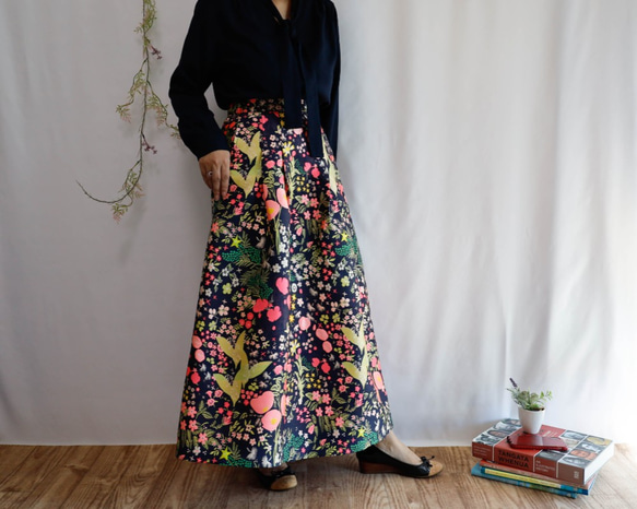 マキシ丈 90cm丈 きまぐれコレクション　-クレイジーな織り模様のスカート 5枚目の画像