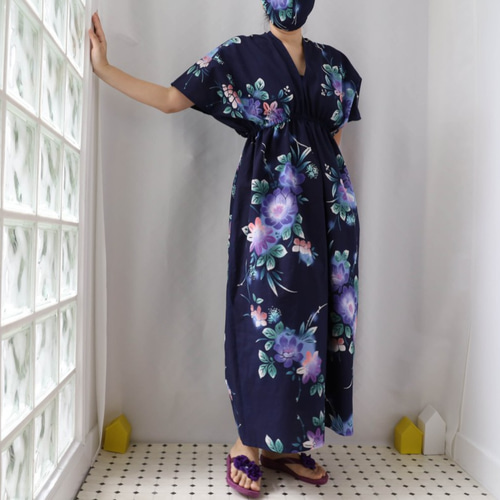 OKINAWAカフタンドレス -浴衣地を使ったカフタンドレス 浴衣