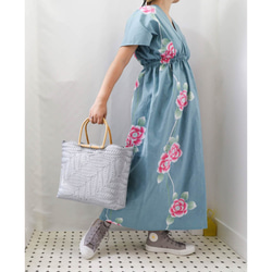 OKINAWA KAFTAN DRESS -from unused vintage summer Kimono 第2張的照片