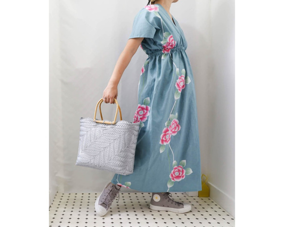 OKINAWA KAFTAN DRESS -from unused vintage summer Kimono 第2張的照片