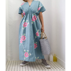 OKINAWA KAFTAN DRESS -from unused vintage summer Kimono 第5張的照片