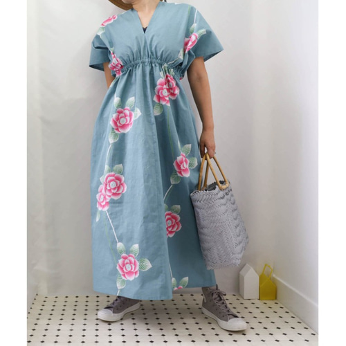 OKINAWAカフタンドレス -浴衣地を使ったカフタンドレス 浴衣リメイク