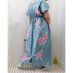 OKINAWA KAFTAN DRESS -from unused vintage summer Kimono 第6張的照片