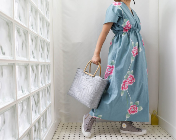 OKINAWA KAFTAN DRESS -from unused vintage summer Kimono 第9張的照片