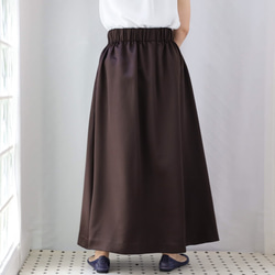 ◆ SALE ◆ 緞面不對稱褶襉裙 棕色超長喇叭褲，充分利用垂墜的美感 第8張的照片