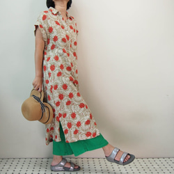 已售出亞洲印花網紗長襯衫裙 第8張的照片
