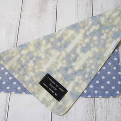 大人のガーゼハンカチ☆雪の音×ドット柄（24㎝×24㎝） 3枚目の画像