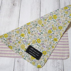 大人のガーゼハンカチ☆パステルカラーの花々・イエロー系（24㎝×24㎝） 3枚目の画像