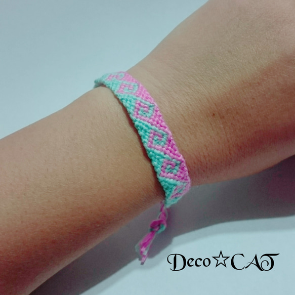 波柄ミサンガ ピンク×水色 ブレスレット Deco☆CAT 通販 2510050