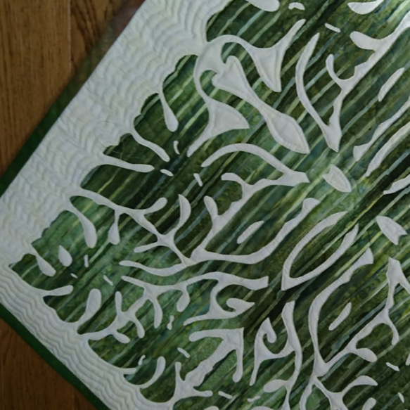 特大　ハワイアンキルト　タペストリー　109cm角　モンステラ　ハンドメイド 8c00267f53f83dcd7c30d48306cc51