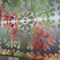 ハワイアンキルト (ナウパカのタペストリー)手縫い 2枚目の画像