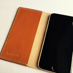 革のiPhone7plus,6s plus,6plusケース い orange(刻印無料) 3枚目の画像