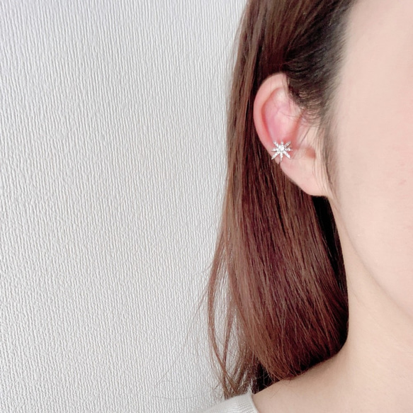 《再販》星とパールのイヤーカフ 3点セット/earcuff-005（プレゼント・ご褒美・デイリー） 6枚目の画像