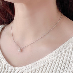 《再販》sv925 貝パール １粒チェーンネックレス/necklace-003(シェル) 3枚目の画像